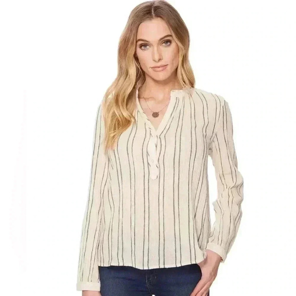 Lucky Brand Artisan Popover
Lightweight Striped Long Sleeve
Blouse With Buttons - Picture 2 of 6